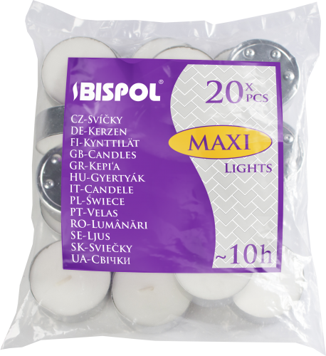 20 Lumini Maxi non profumati lunga durata - 10h