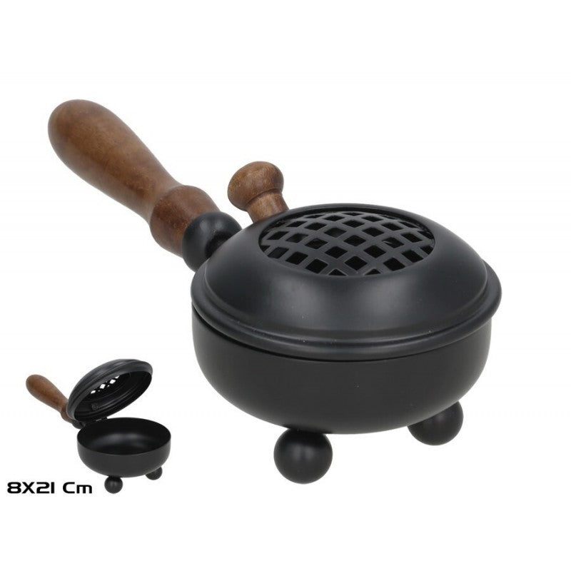 Bruciatore per resine e grani di incenso con manico - Nero