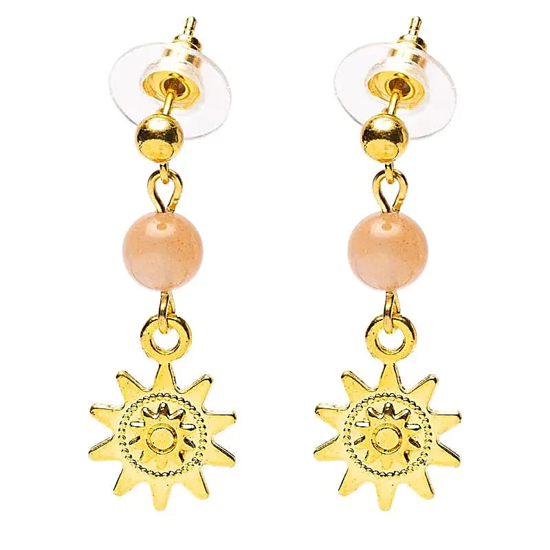 Golden Sun Earrings with Sunstone Natural