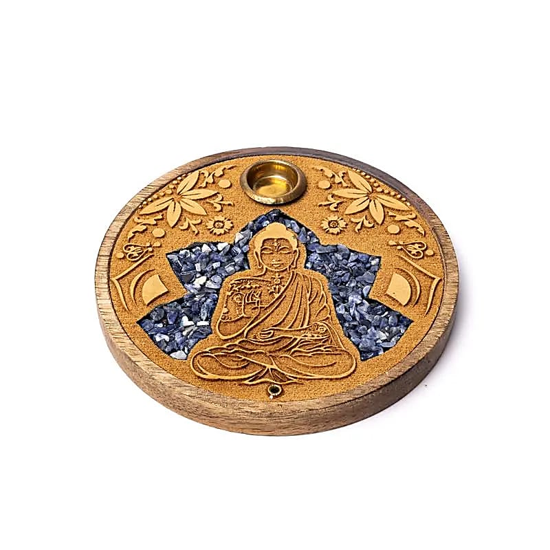 Brucia incenso in legno per bastoncini e coni – Buddha con sodalite