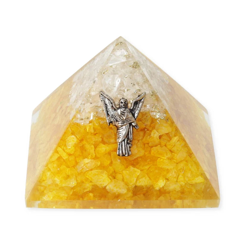 Piramide di Orgonite - Citrino e Quarzo Ialino - Angelo Uriel