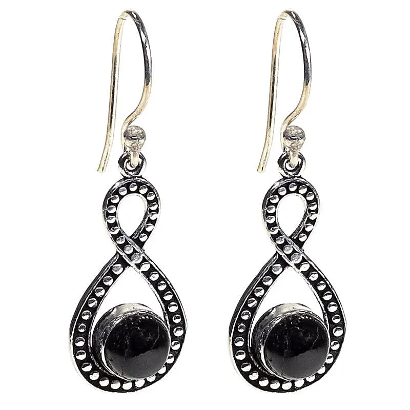 Orecchini con Tormalina Nera Naturale in Ottone