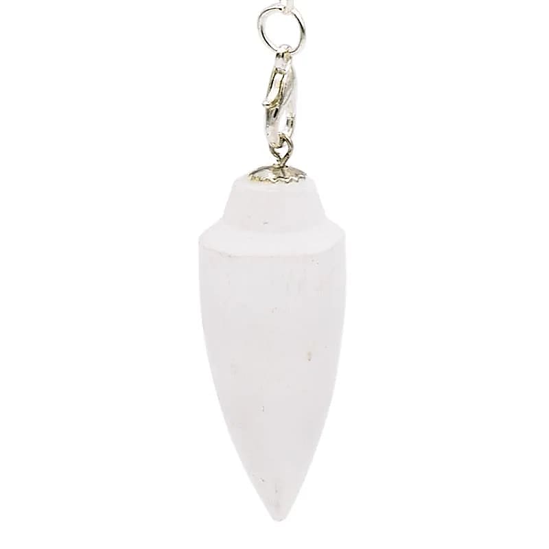 Pendolo - Selenite con catenina dei 7 Chakra