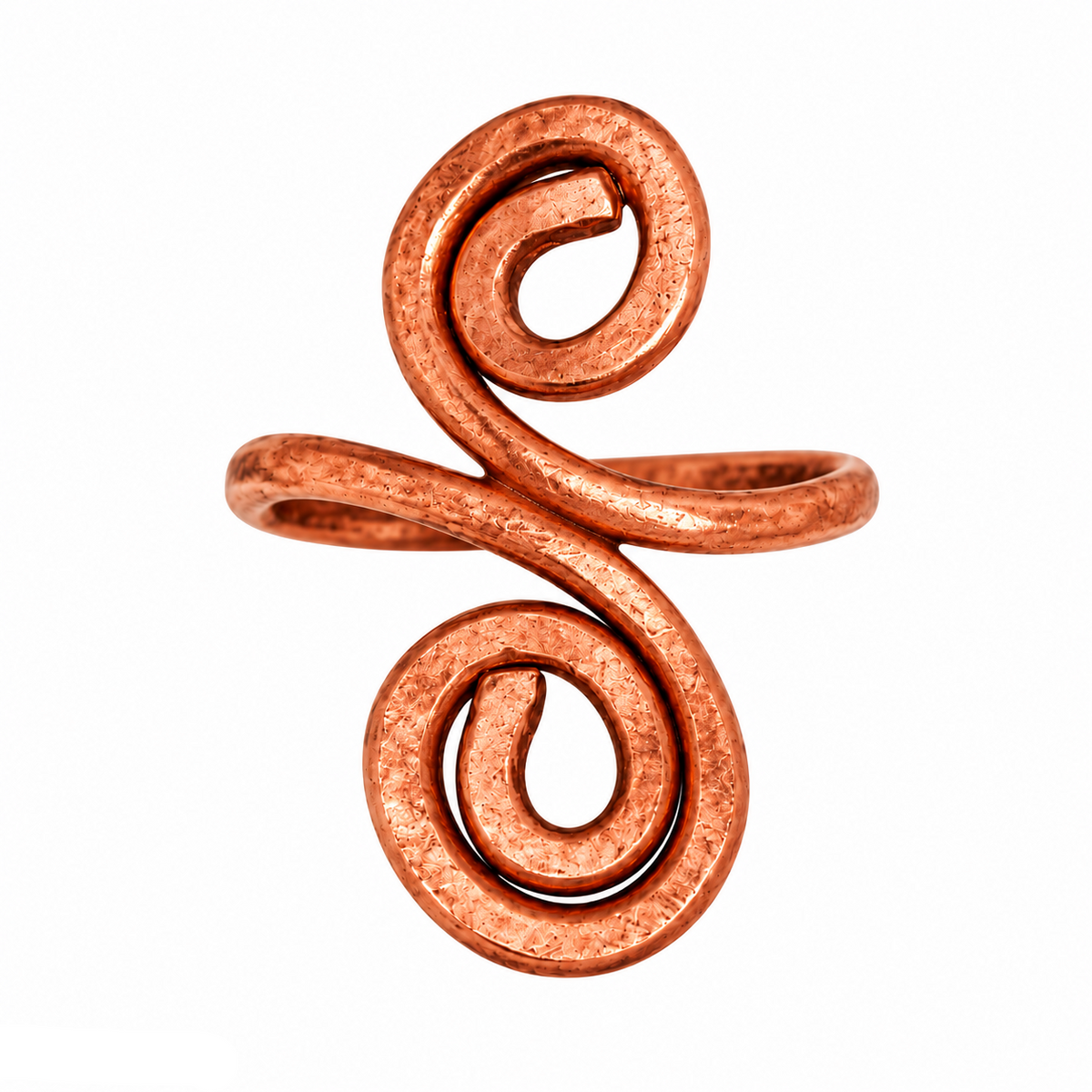 Anello Doppia Spirale in Rame Puro Fatto a Mano – Regolabile 3 cm