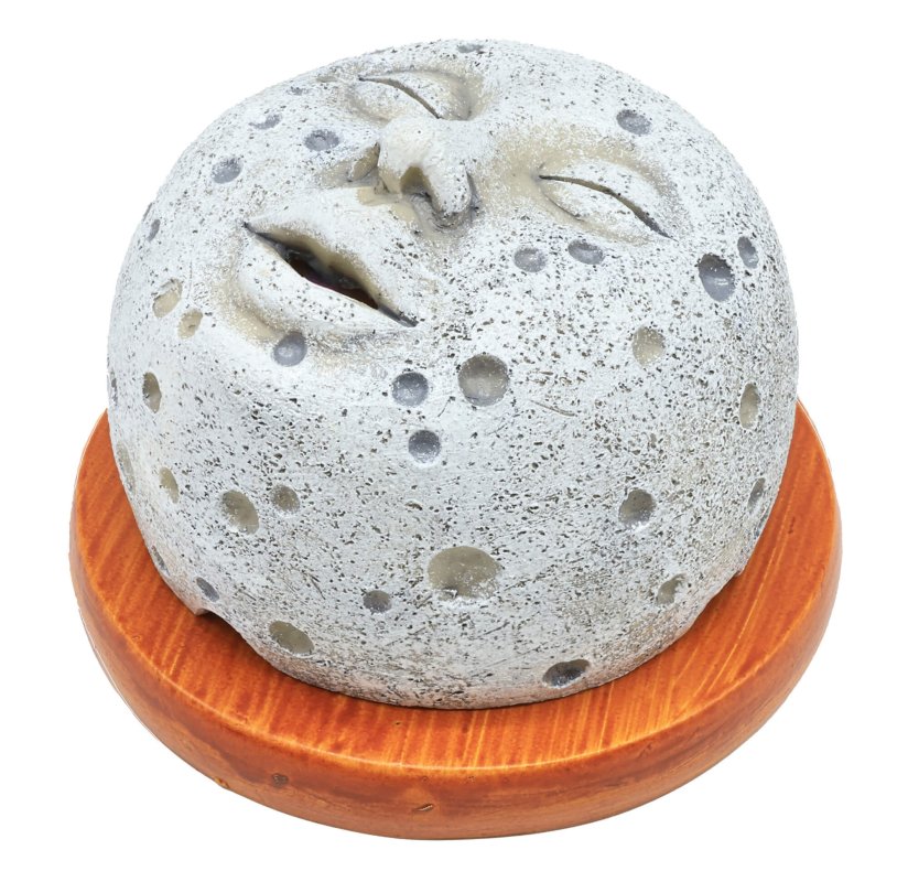 Porta Incenso Luna per Coni con Base in Legno