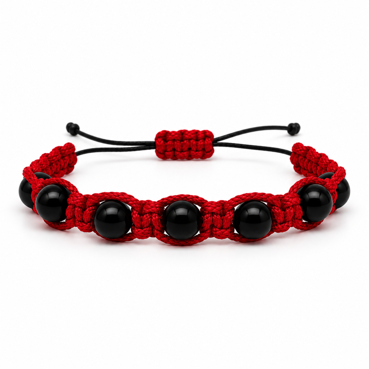 7 Nodi di Fortuna e Protezione - Bracciale Artigianale in Tormalina Nera con Macramè - 8 mm