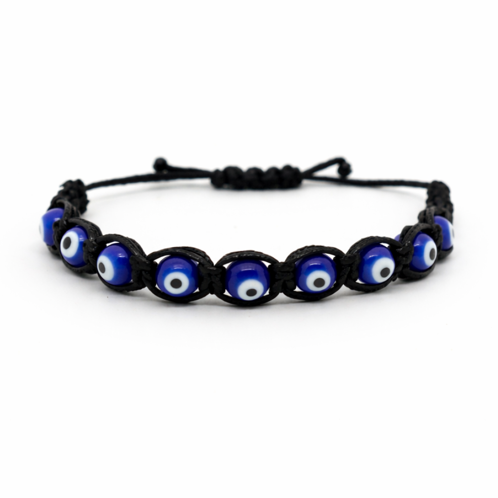 Bracciale artigianale Occhio di Nazar con Macramè – 8 mm