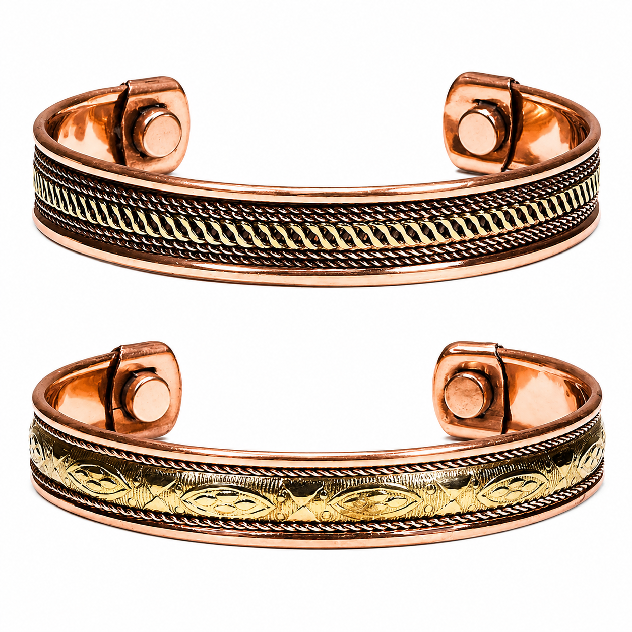 Set 2 Bracciali Magnetici in Rame Decorato