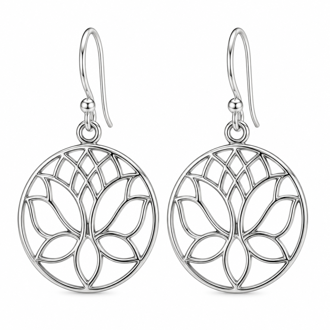Orecchini Fiore di Loto in Ottone Color Argento