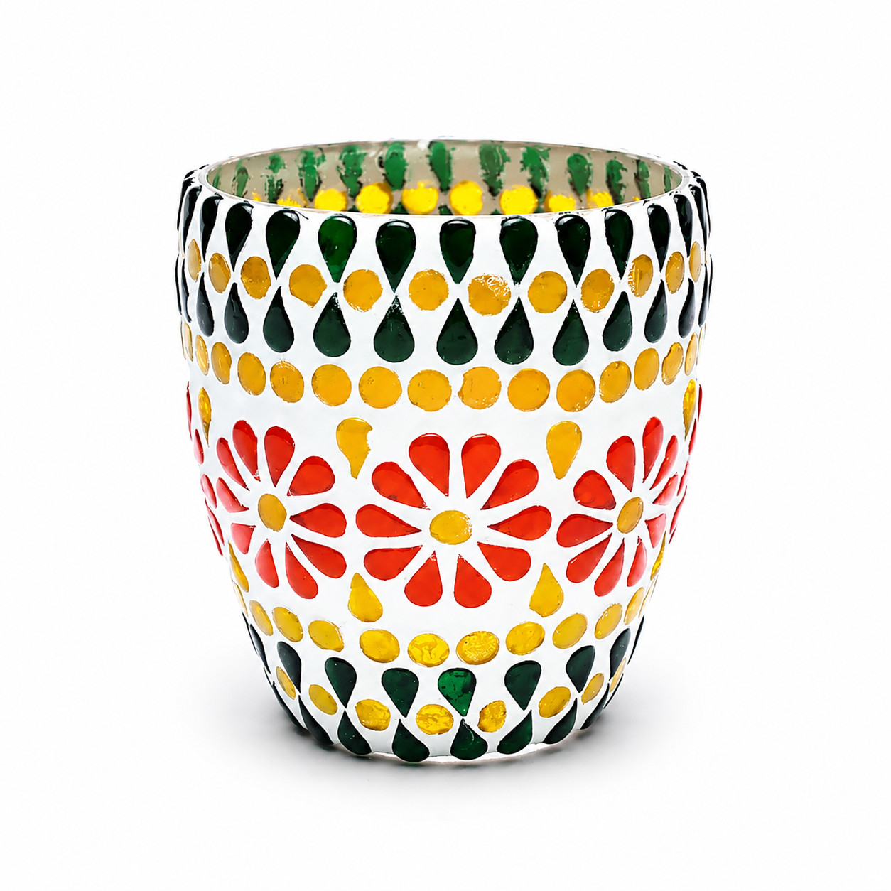 Portalumino in Vetro Mosaicato - Giallo/Verde 9 cm