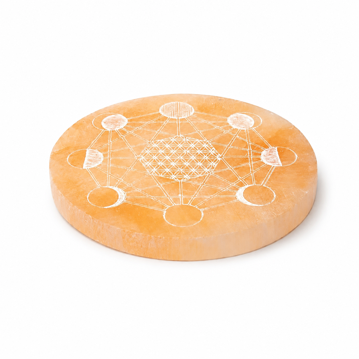 Piatto Rotondo in Selenite Pesca - Metatron