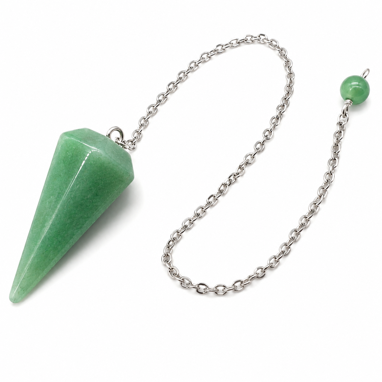 Pendolo Conico in Avventurina Verde Naturale con Catena