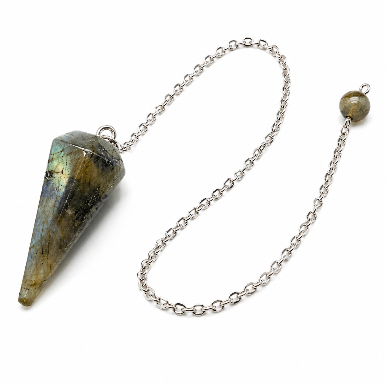 Pendolo Conico in Labradorite Naturale con Catena