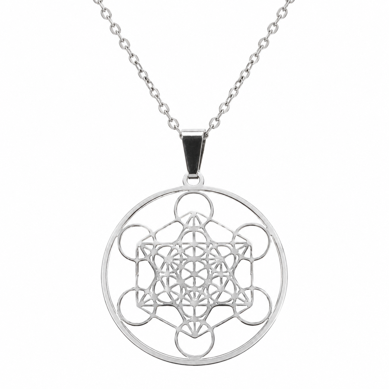 Collana Cubo di Metatron in Acciaio Inossidabile 2,5 cm