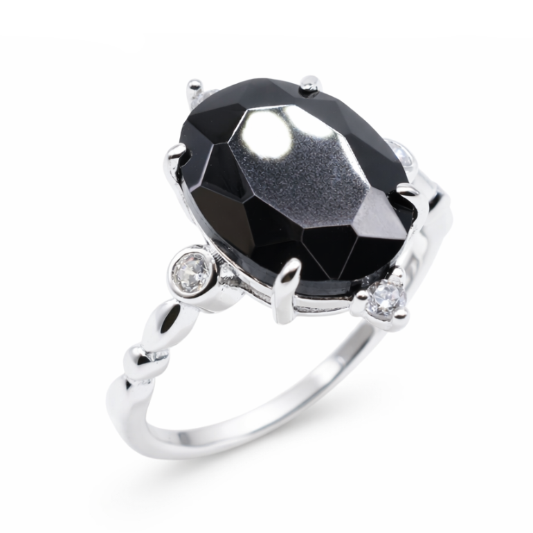 Anello in Argento 925 con Onice – Placcato Platino