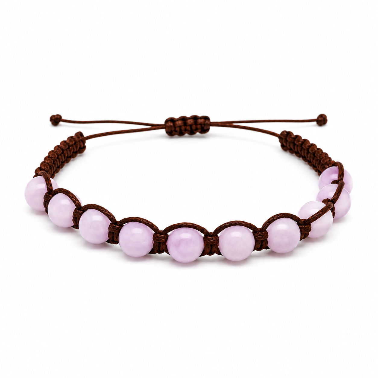 Bracciale Artigianale in Kunzite con Macramè - 8 mm
