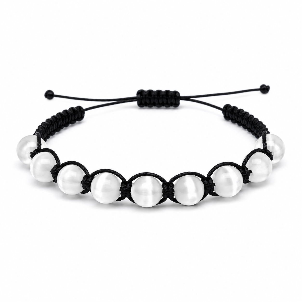 Bracciale Artigianale in Selenite con Macramè - 8 mm