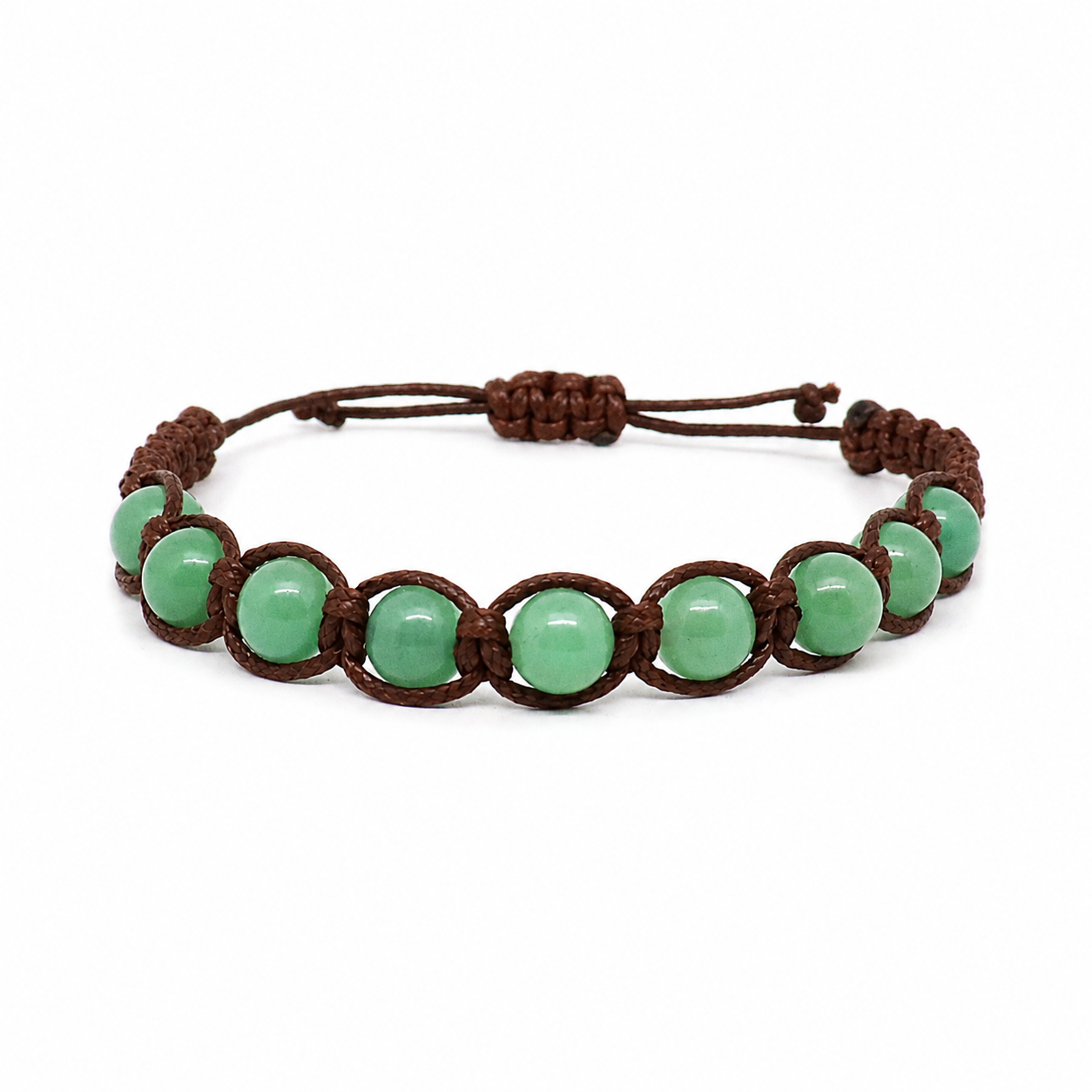 Bracciale artigianale in Avventurina con Macramè - 8 mm