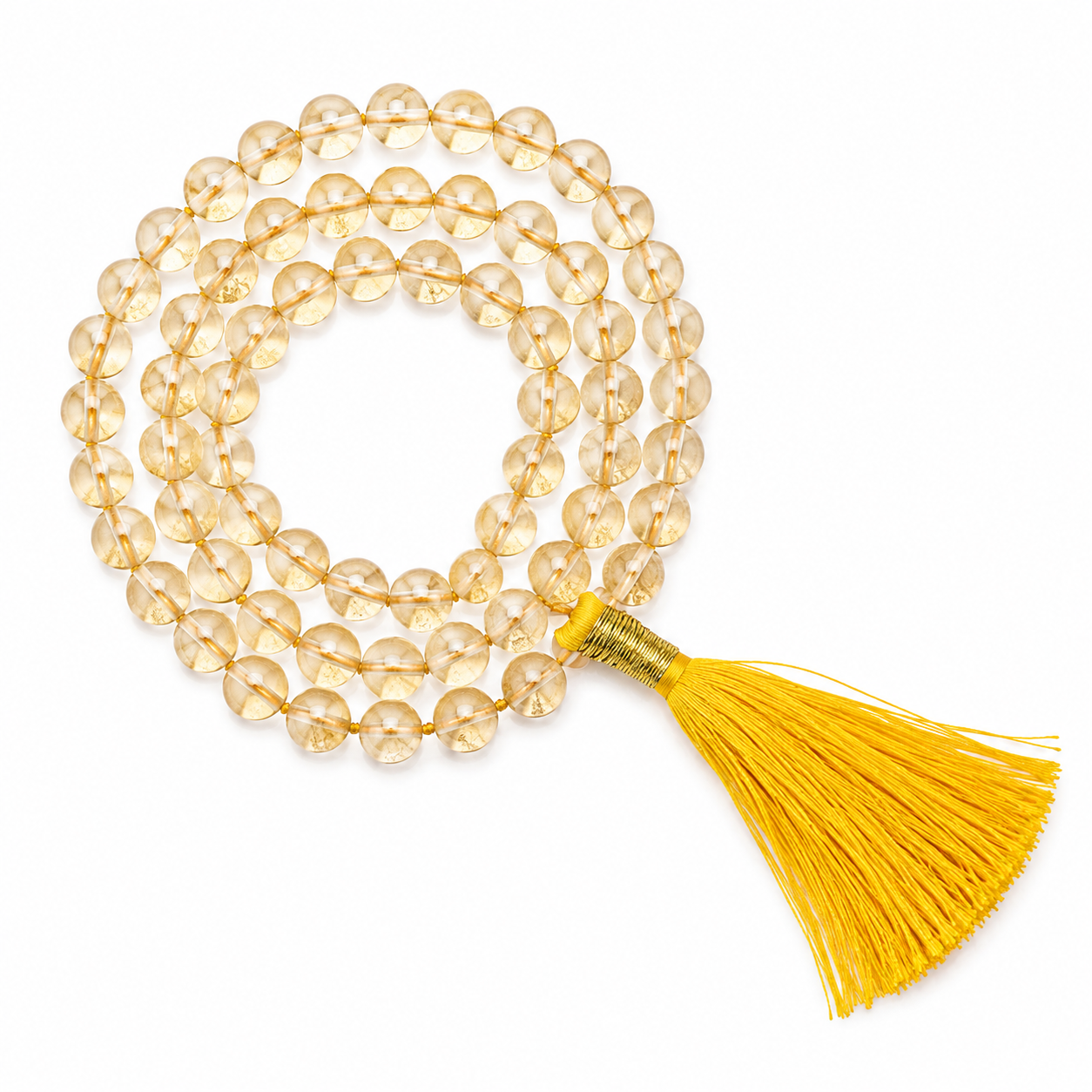 Mala in Citrino Naturale AA 108 Grani con Nappa - Lunghezza ± 30cm