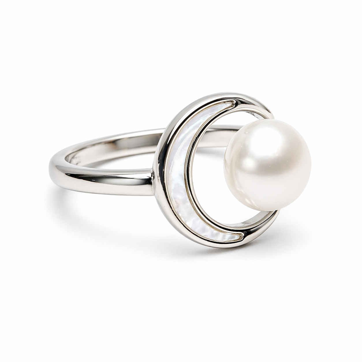 Anello Regolabile Perla e Luna – Energia Femminile e Intuizione