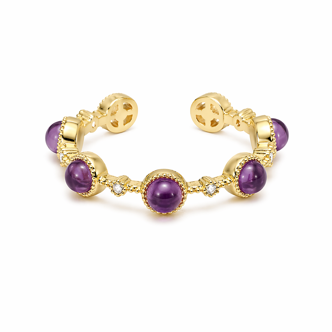 Anello Aperto Regolabile con Ametista