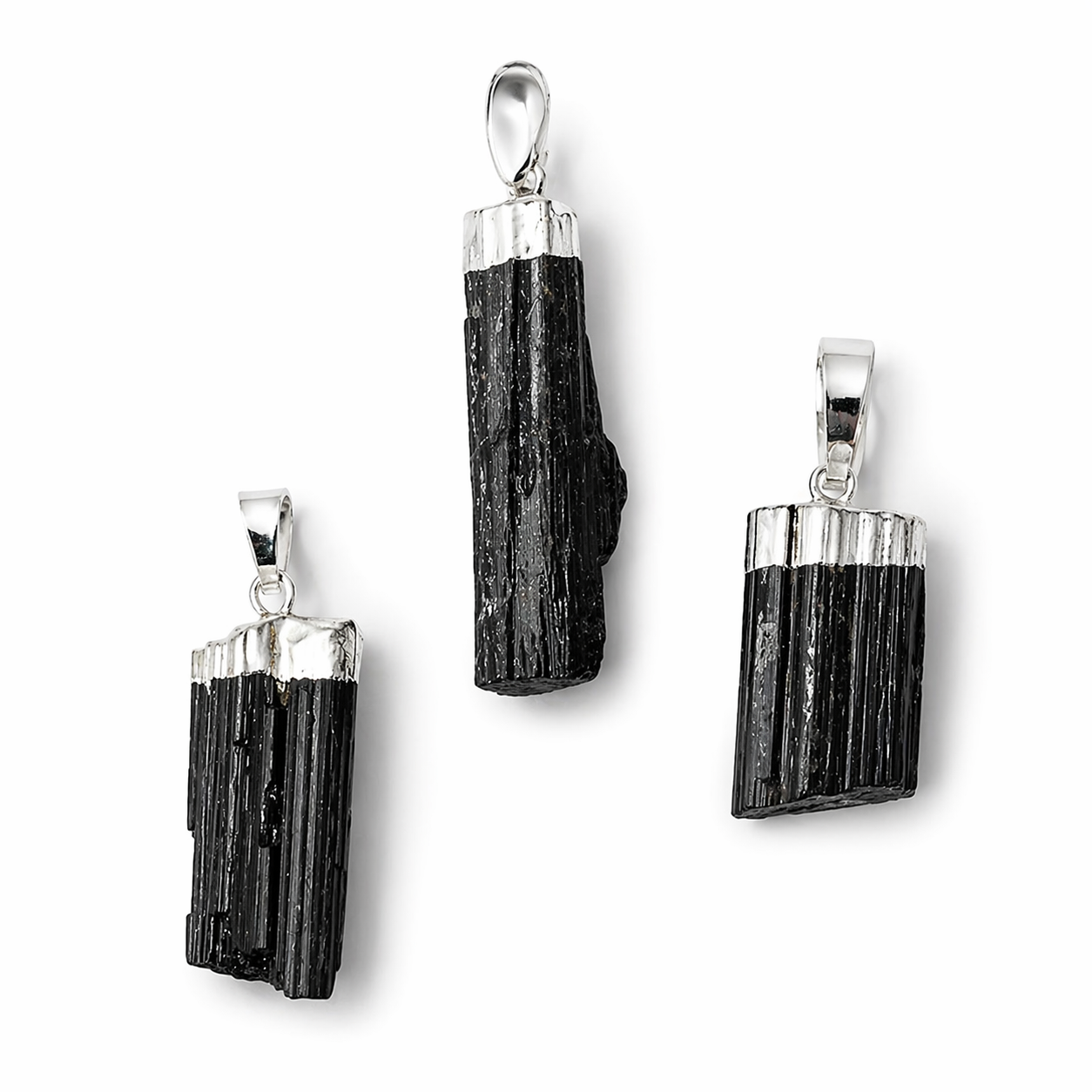Ciondolo in Tormalina Grezza Naturale galvanizzato - 3,5 - 4 cm
