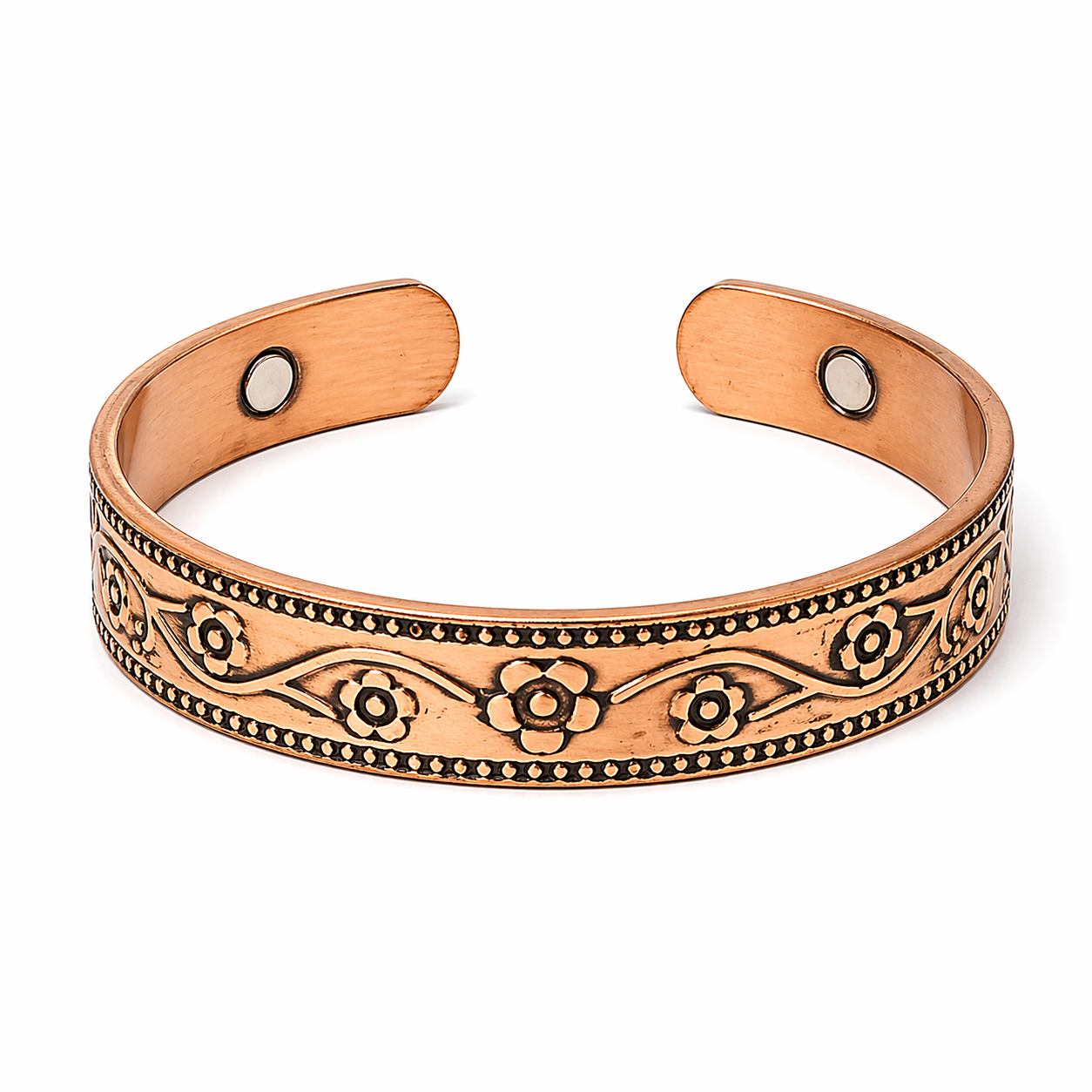 Bracciale Magnetico in Rame Motivo Floreale – Armonia ed Energia
