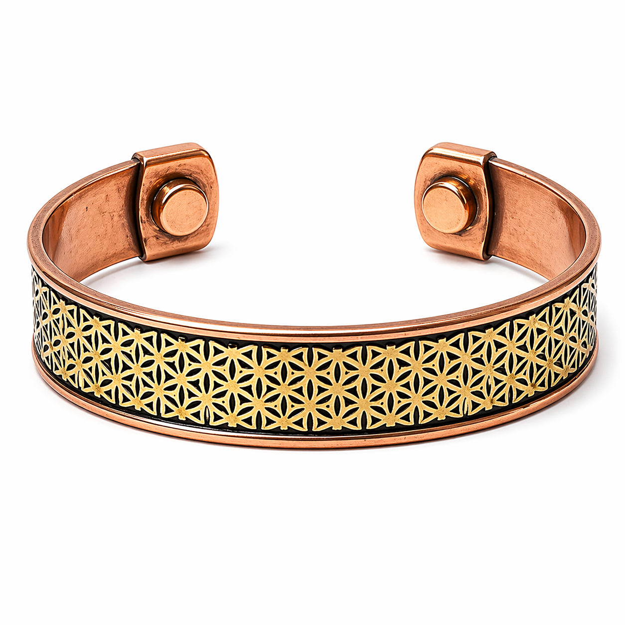 Bracciale Magnetico in Rame Fiore della Vita – Regolabile con Magneti