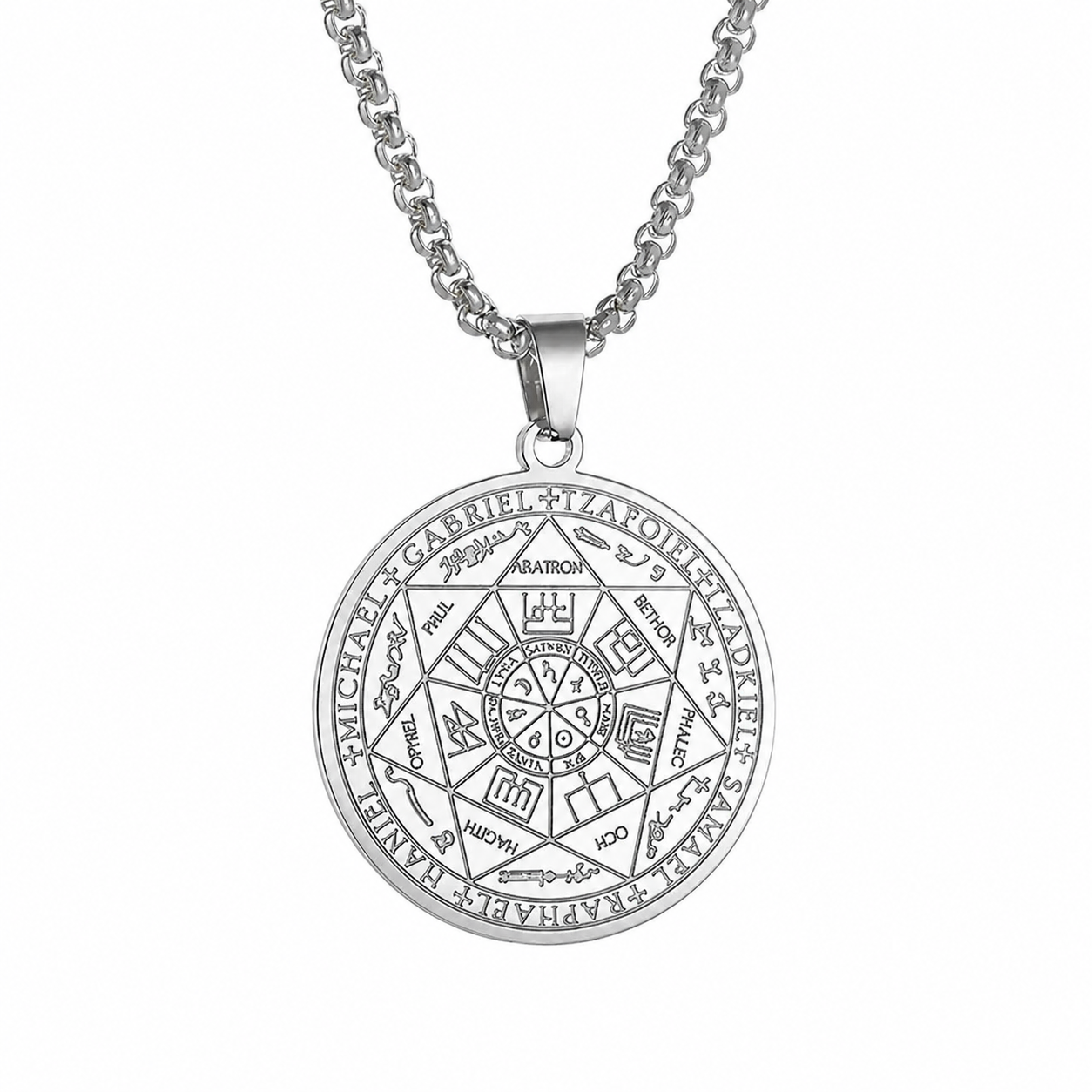 Collana Sigillo dei Sette Angeli di Salomone in Acciaio – Amuleto Esagramma