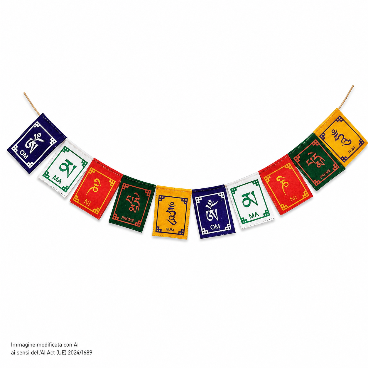 Bandiere di Preghiera Tibetane in Velluto Om Mani Padme Hum