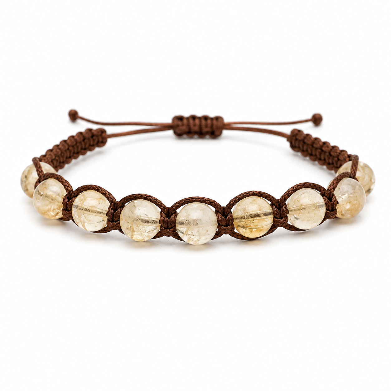 Bracciale artigianale in Citrino con Macramè - 8 mm