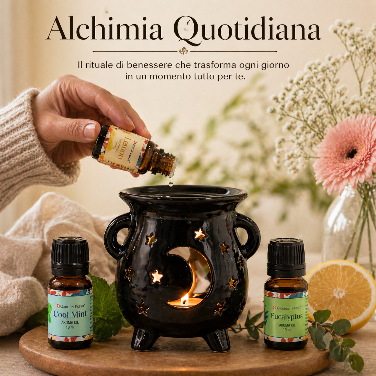 Alchimia Quotidiana – Kit Festa della Mamma con Bruciaessenze e Oli Aromatici