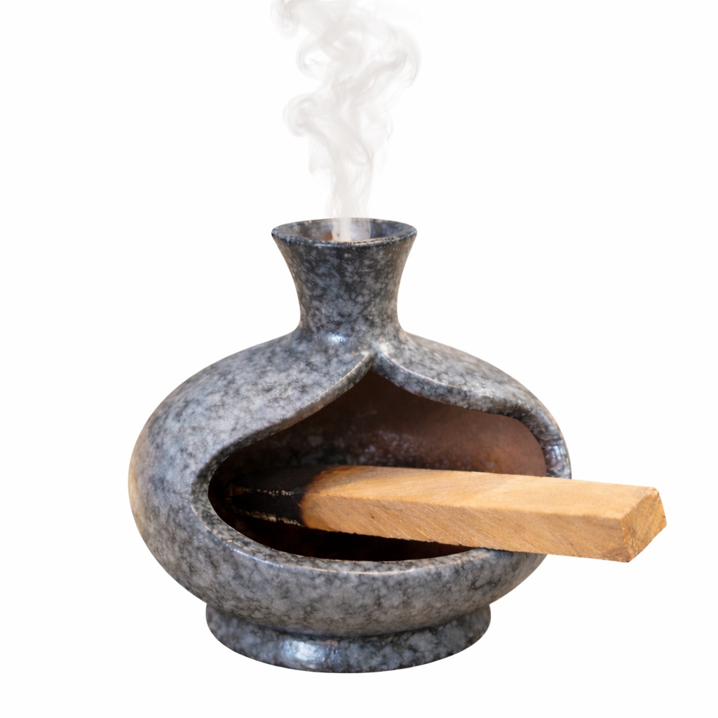 Bruciatore per fumigazione di Palo Santo in ceramica - Nero e Bianco