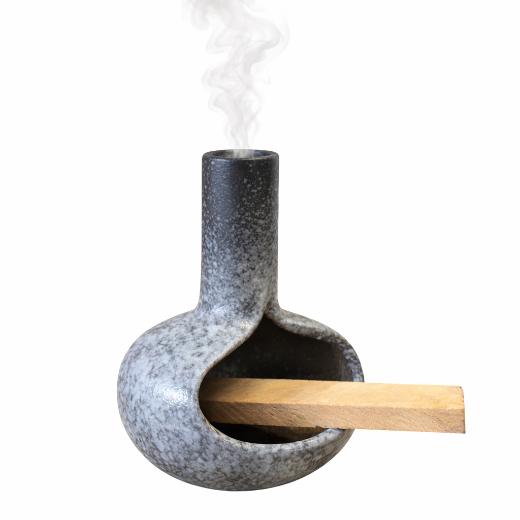 Bruciatore per fumigazione di Palo Santo in ceramica - Nero e Bianco
