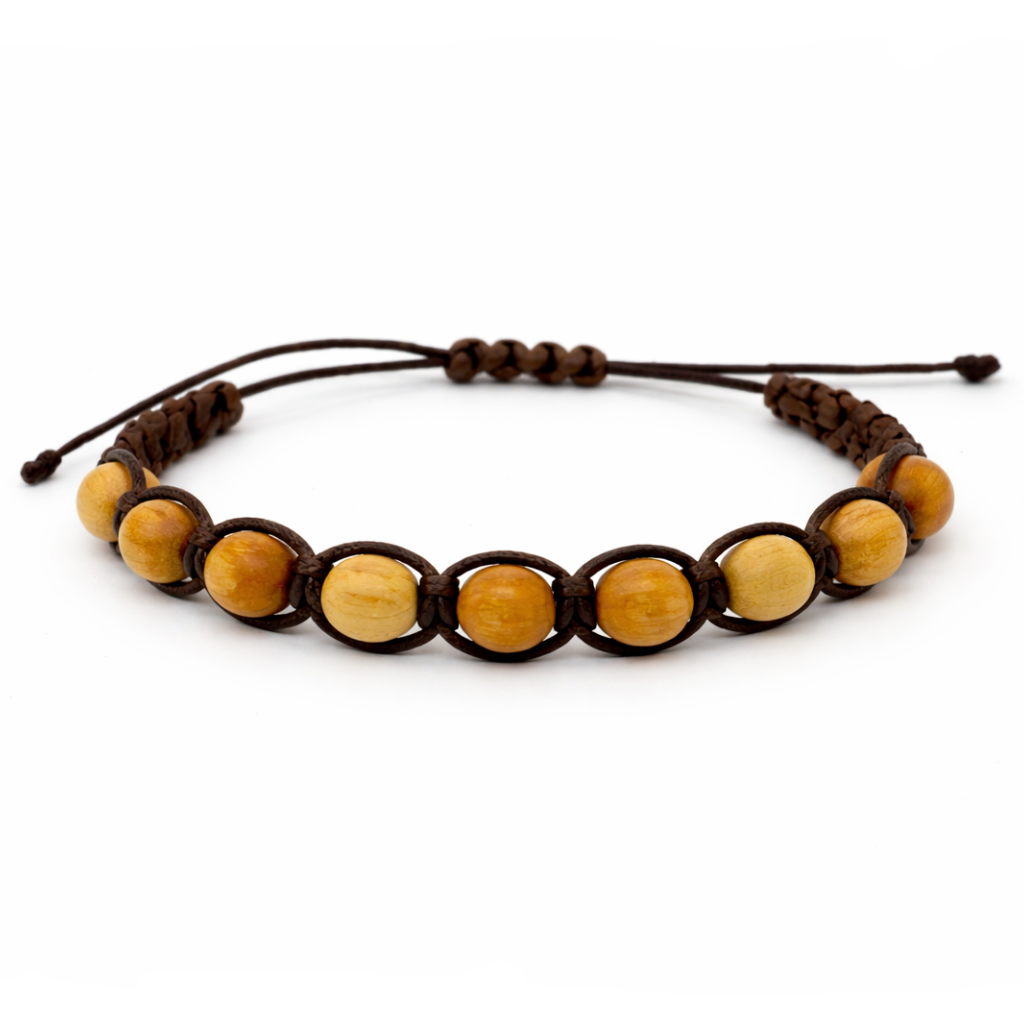 Bracciale artigianale in Palo Santo con Macramè - 8 mm