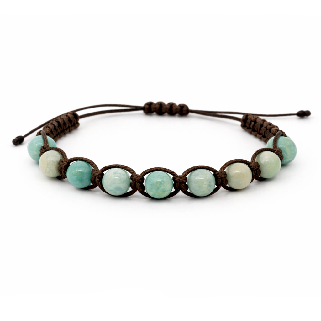 Bracciale artigianale in Amazzonite con Macramè - 8 mm