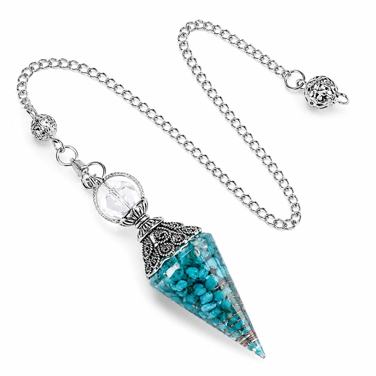 Pendolo Orgonite in Apatite a 6 Facce