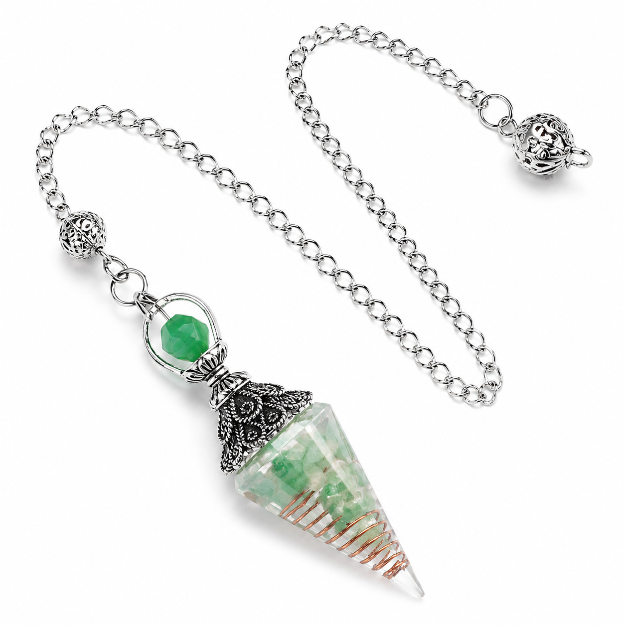Pendolo Orgonite in Avventurina verde a 6 Facce