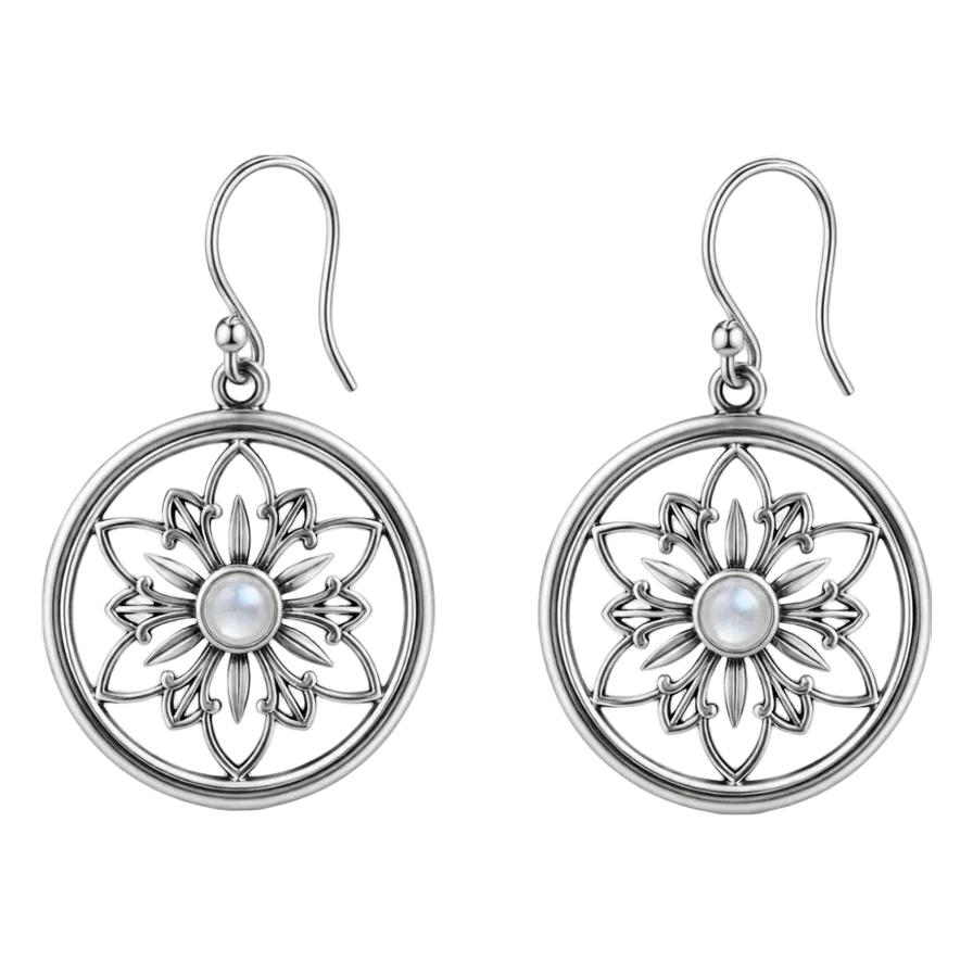 Orecchini Fiore con Pietra di Luna