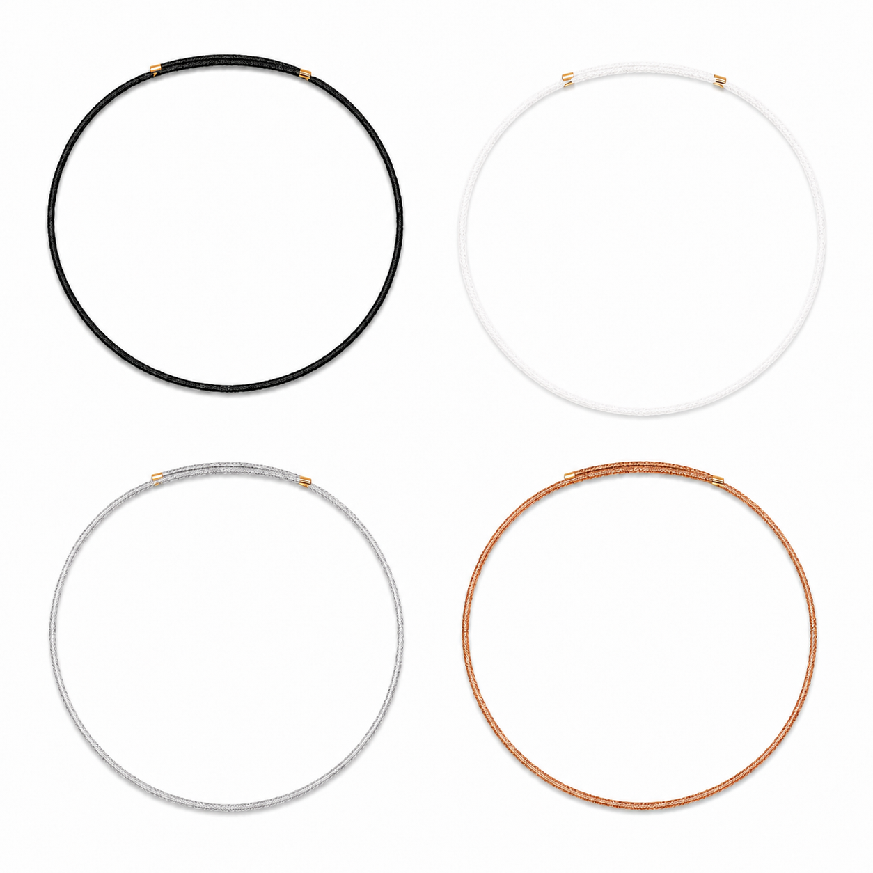 Adjustable Steel Spun Choker Necklace – Silver, Black and Rose Gold