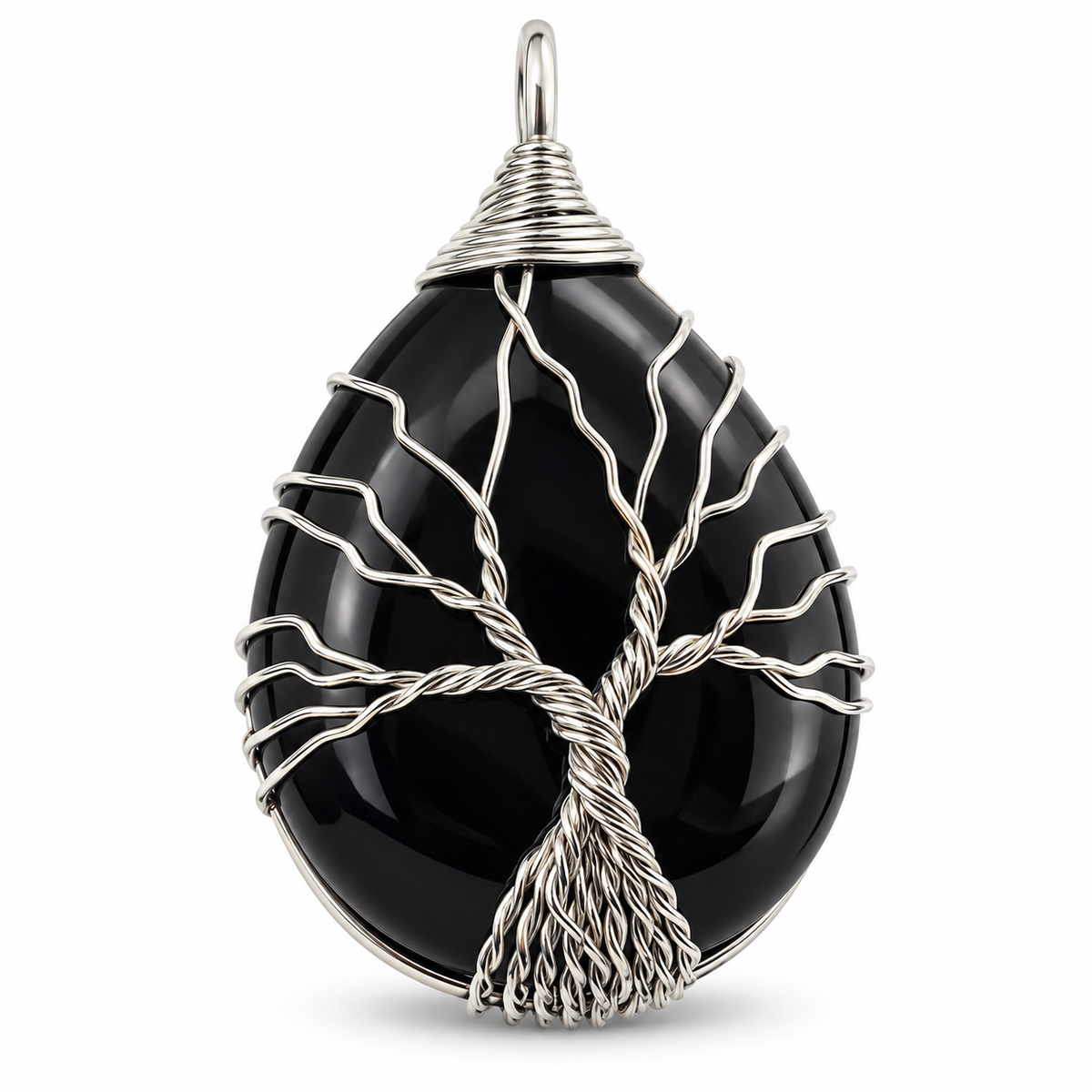 Ciondolo Albero della Vita in Ossidiana Nera - 3 cm