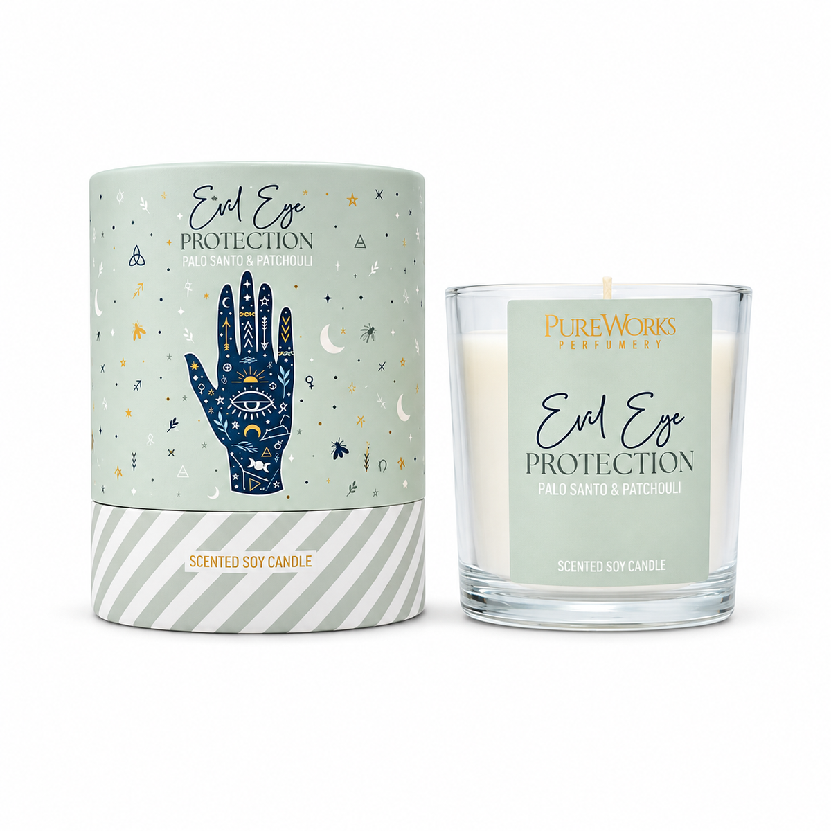 Palo Santo e Patchouli - Protezione dal Malocchio - Candela Celestial Magic - ±20 ore