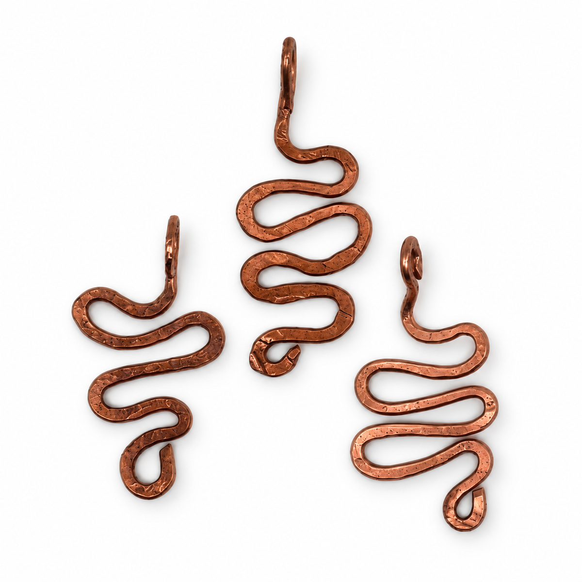 Ciondolo Serpente in Rame Puro - Fatto a Mano - 6cm