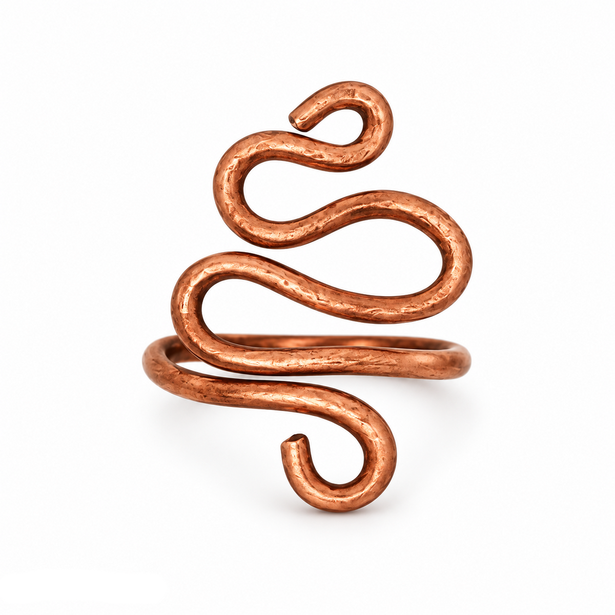 Anello Serpente in Rame Puro Fatto a Mano – Regolabile 3 cm