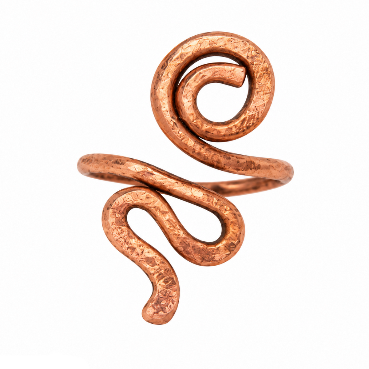 Anello Spirale e Serpentino in Rame Puro Fatto a Mano – Regolabile 3 cm
