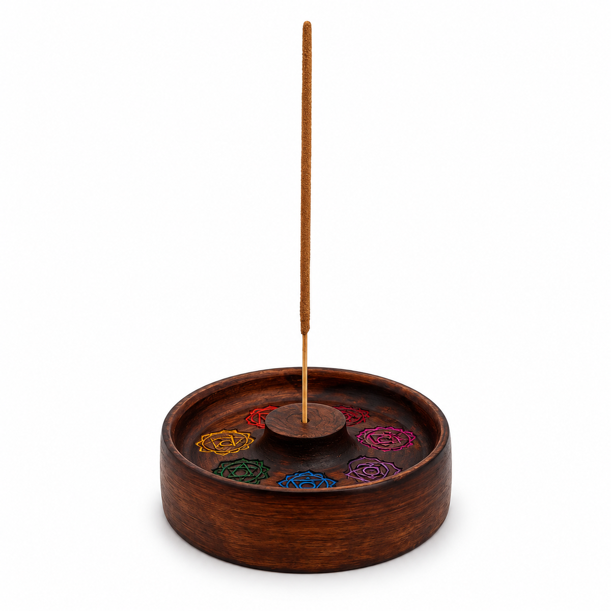 Portaincenso in Legno 7 Chakra - 10 cm