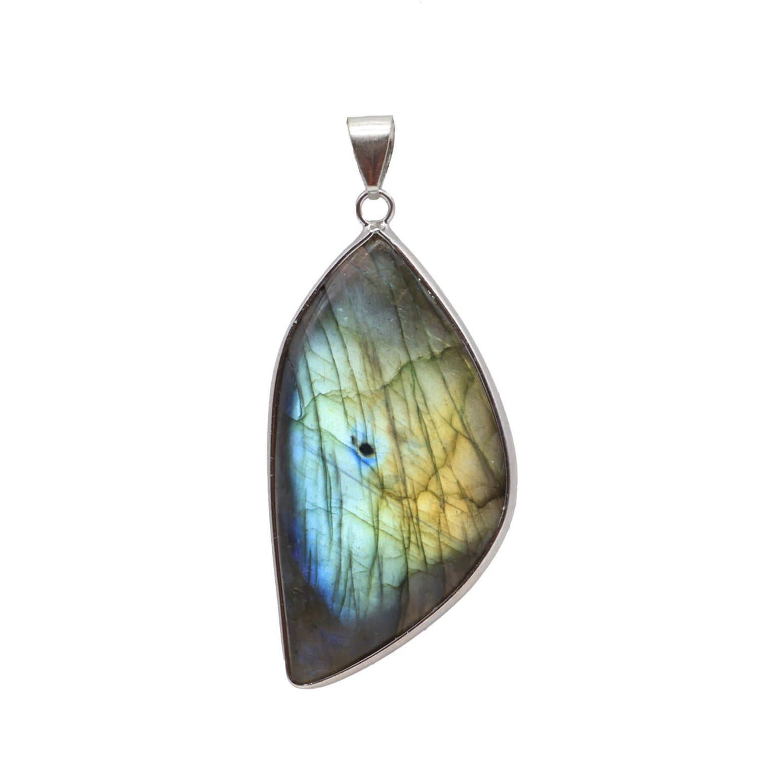 Ciondolo Labradorite in Forma Libera – Acciaio Inossidabile (2–5 cm)