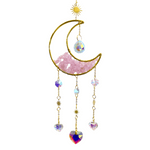 Acchiappasole Luna e Cuori in Quarzo Rosa 