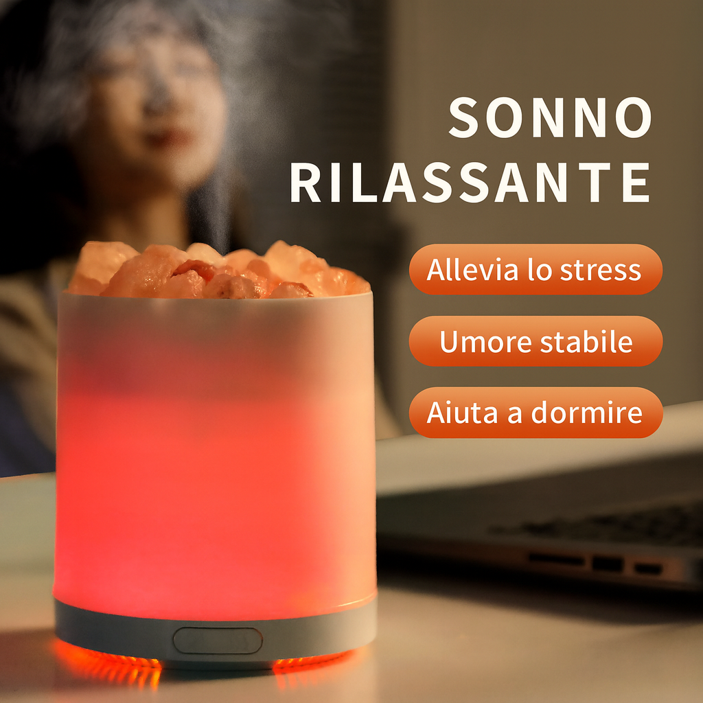 Diffusore di oli essenziali per Aromaterapia con Sale dell’Himalaya e Luci LED – 150ml