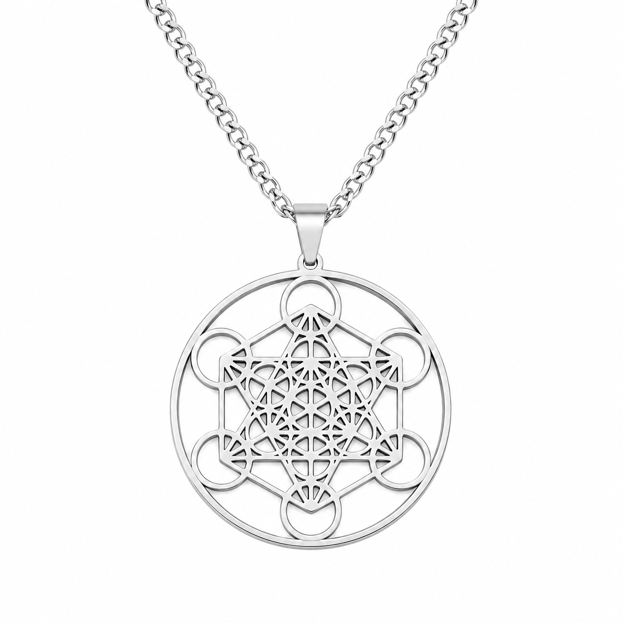 Collana Cubo di Metatron in Acciaio Inox con Catena 60 cm